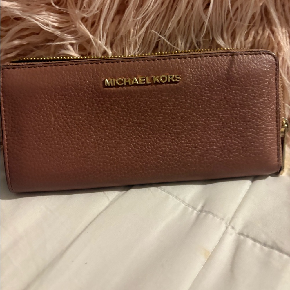 Michael Kors Tan Leather Zip Wallet